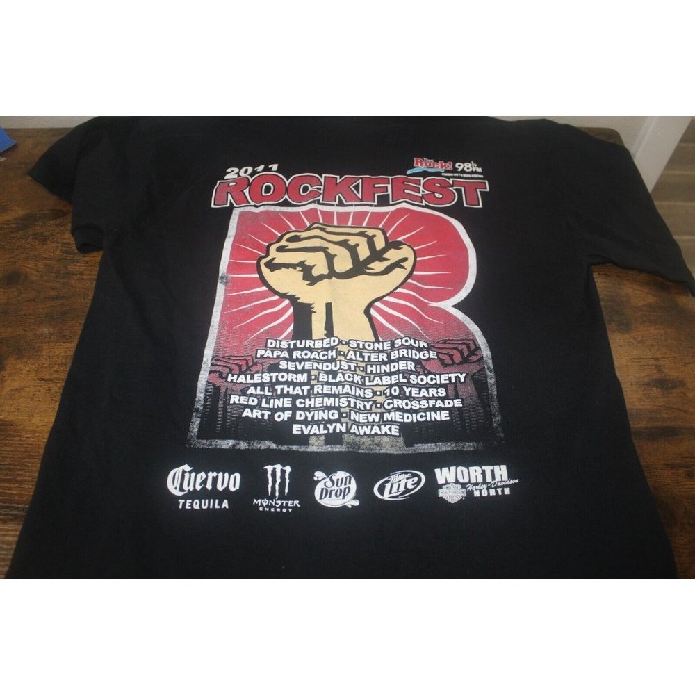 Rockfest 2011 Concert Tee T-Shirt Mens Size XL Black Short Sleeve Crew Cotton KC